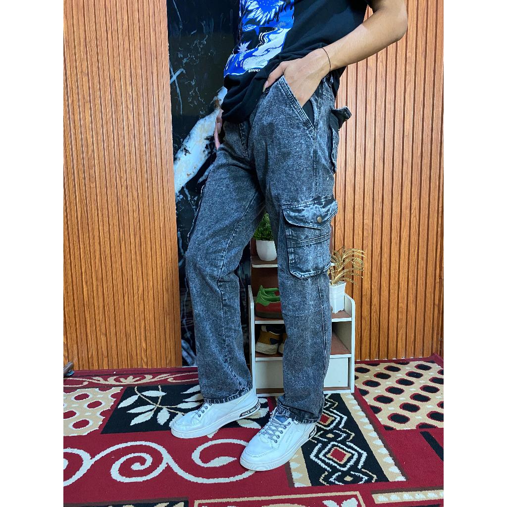 Jual CELANA CARGO PANJANG PRIA BAHAN KANVAS SEMI JEANS TEBAL REGULER ...
