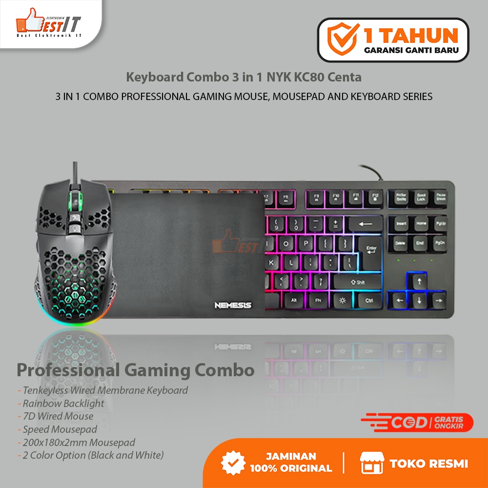 Jual Keyboard Gaming RGB Combo 3 in 1 NYK Nemesis KC80 Centa | Shopee ...