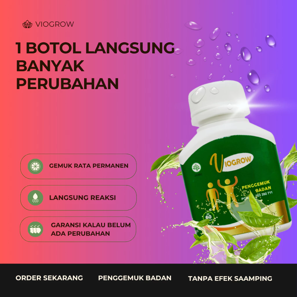 Terlaris Viogrow Obat gemuk Permanen Penggemuk badan herbal alami serta penambah nafsu makan Berat badan bikin cepat gemuk Penambah nafsu makan anak dan dewasa pria dan wanita ubat gemuk permanen Bpom gemuk farmasi Multivitamin Herbal Suplemen - foto 1