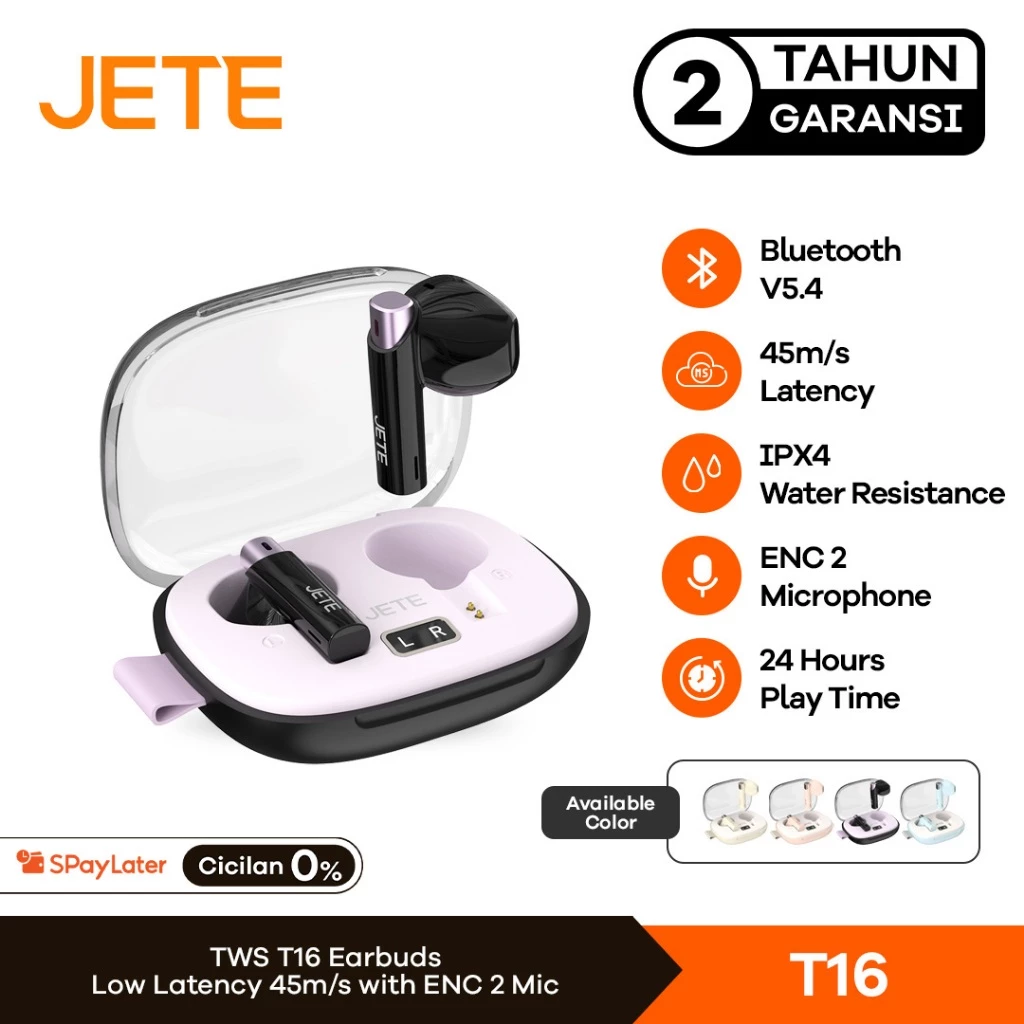 JETE T16 TWS Gaming Headset Bluetooth 2 Mode Earphone Wireless IPX4 Garansi 2 tahun