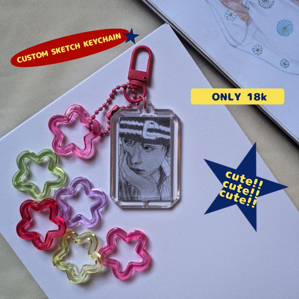 Jual Custom Sketch Keychain | Gantungan Kunci Akrilik Gambar/Sketsa ...