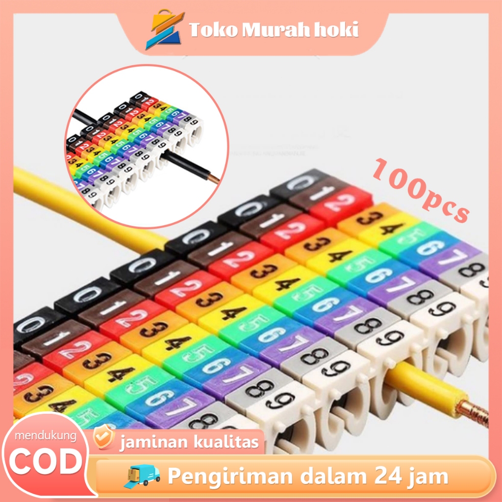 Jual Cable Number Tag 100pcs Tipe C 2.5mm Penanda Nomor Kabel MIC Warna ...