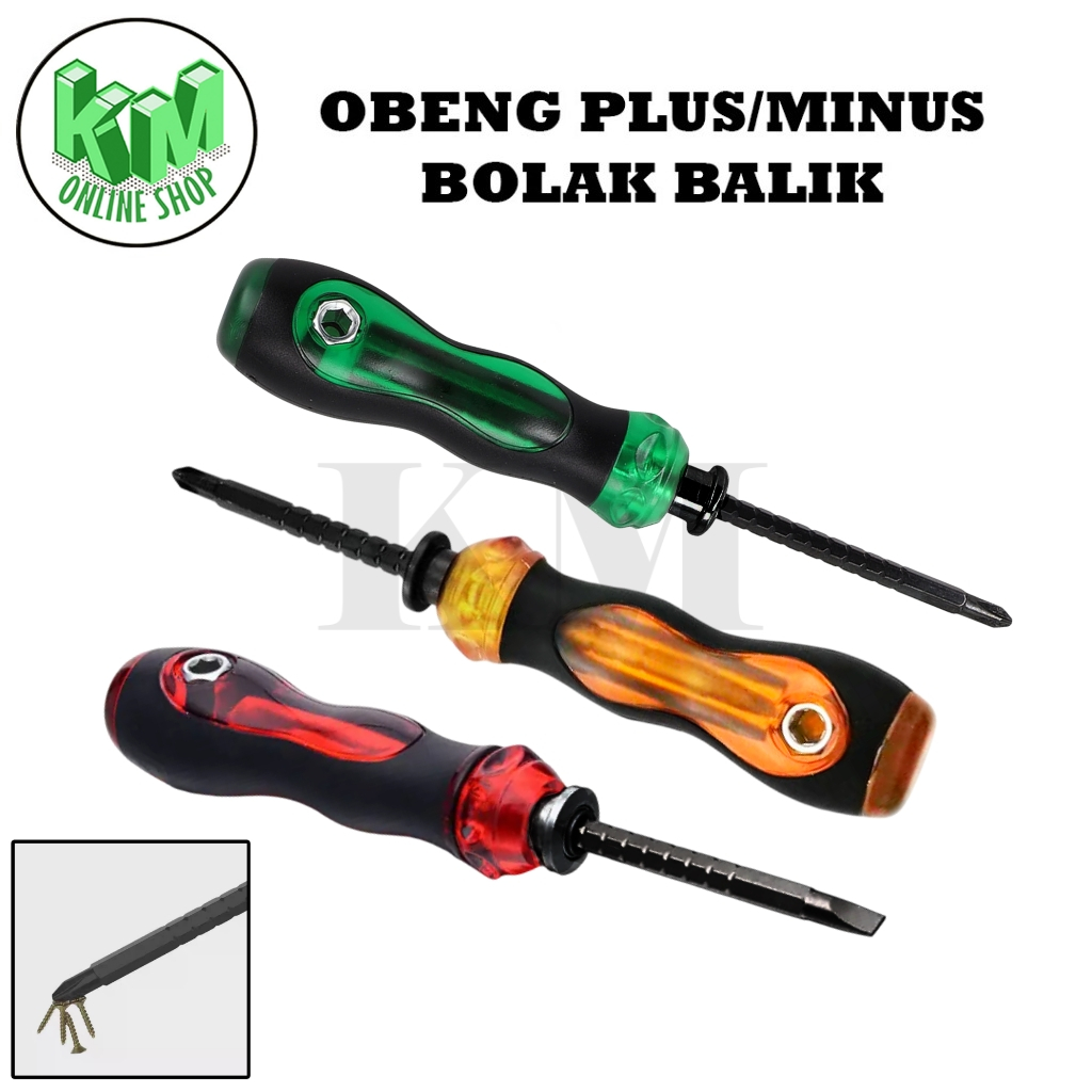 Jual Obeng Plus Minus 2 Way Obeng Bolak Balik Gagang Karet Obeng 2 Arah ...