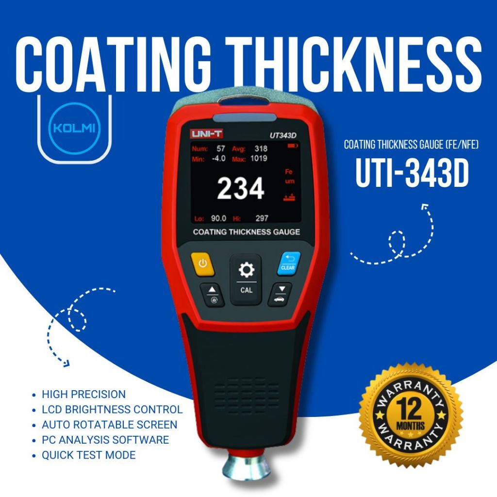 Jual UNI-T Coating Thickness Gauge Alat Ukur Ketebalan Cat UT343D ...