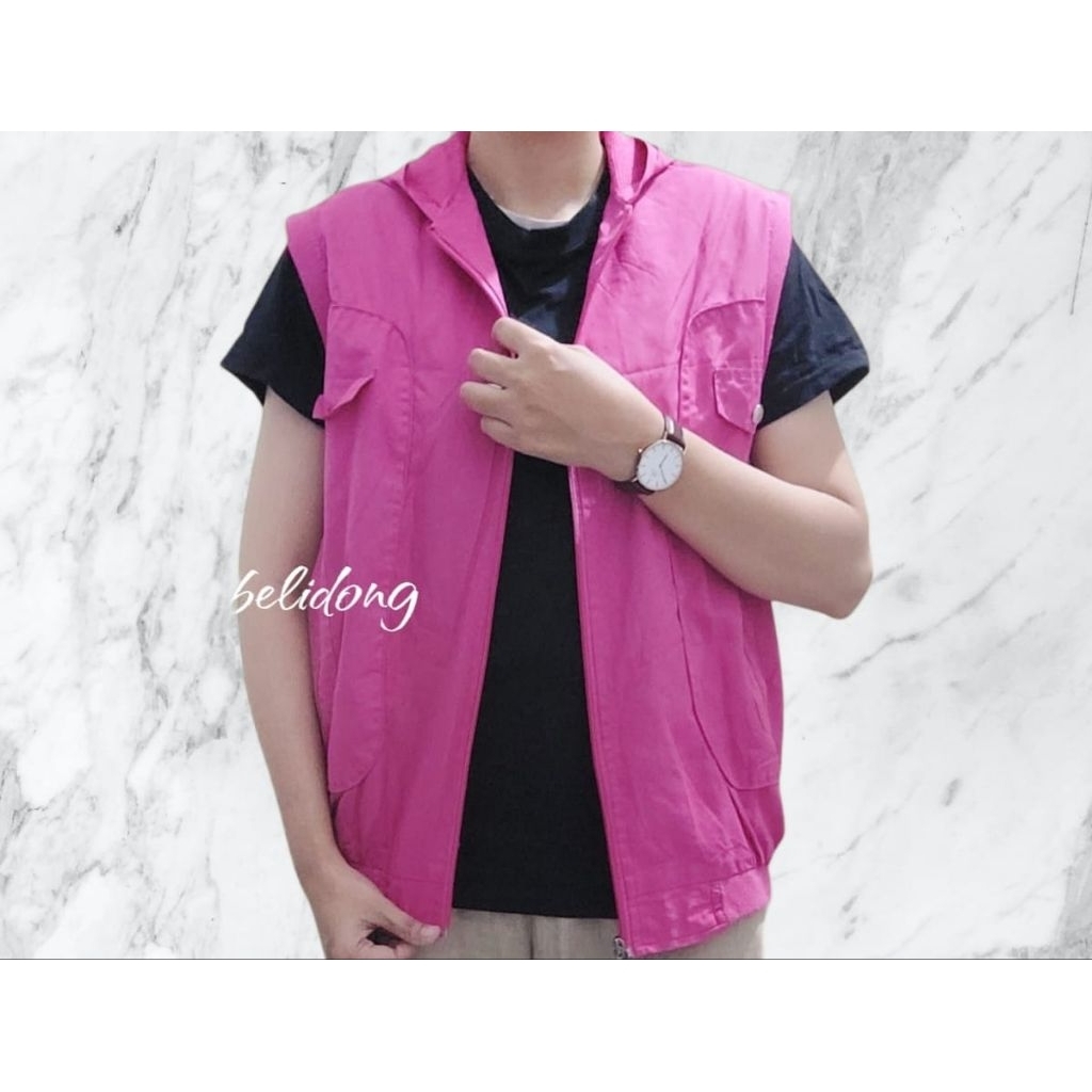 Jual Jaket rompi hoodie pink | Shopee Indonesia