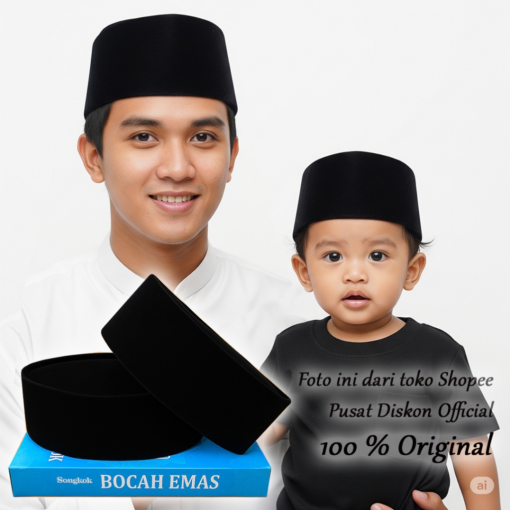 Peci Hitam BOCAH EMAS Kopiah Dewasa Songkok Hitam Peci Hitam Polos