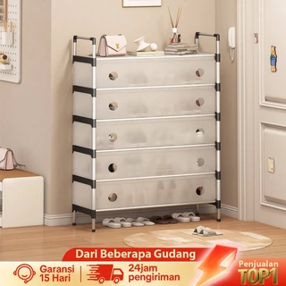 AONEZ Rak Sepatu Tertutup Anti Debu 6 Susun Serbaguna Gantungan Tas Pakaian Rak Penyimpanan Dengan Penutup Shoe Rack Lemari Sepatu Kotak Sepatu