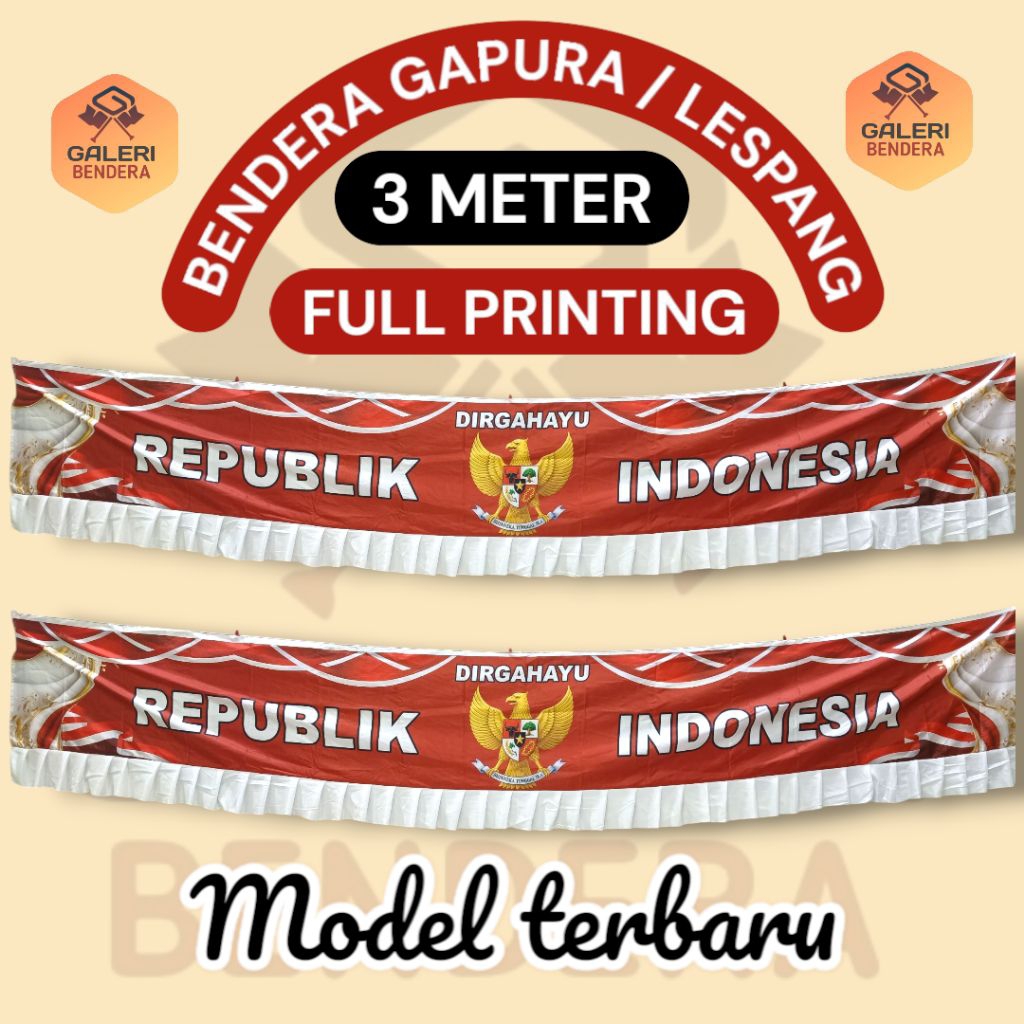 bendera gapura lespang dirgahayu full print 3 METER aksesoris 17 Agustus