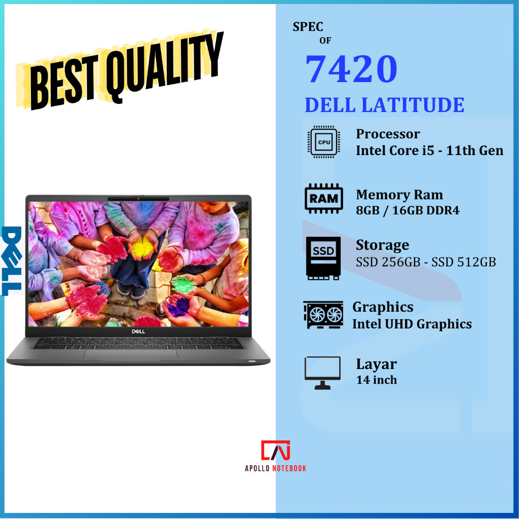 Laptop Dell Latitude 7410 7420 7310 7320 Core i5 i7 Ram 16GB SSD 512GB  Second Murah Bergaransi