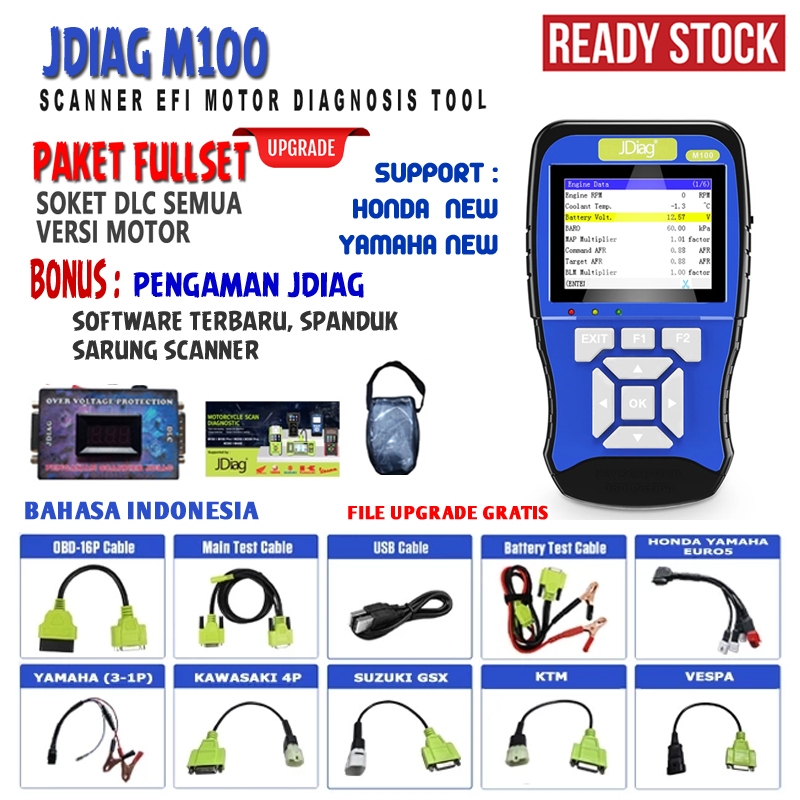 Jual SCANNER KERUSAKAN MOTOR JDiag M100 Kesalahan OBDII ECU CO Alat ...