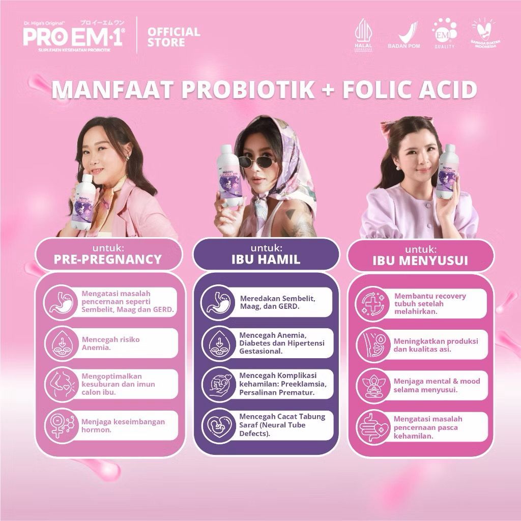 Jual Pro EM 1 probiotic / probiotics supplement with folic acid - proem ...