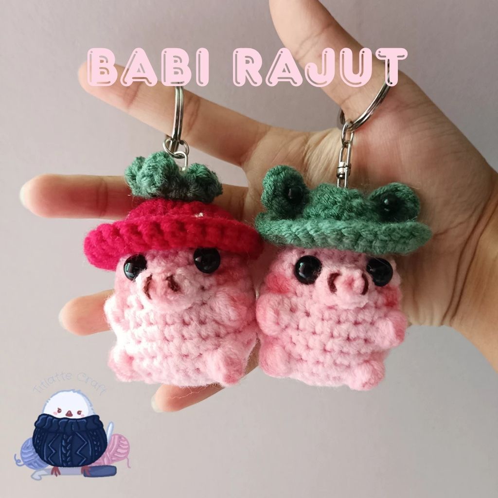 Jual gantungan kunci rajut babi crochet pig keychain amigurumi handmade ...