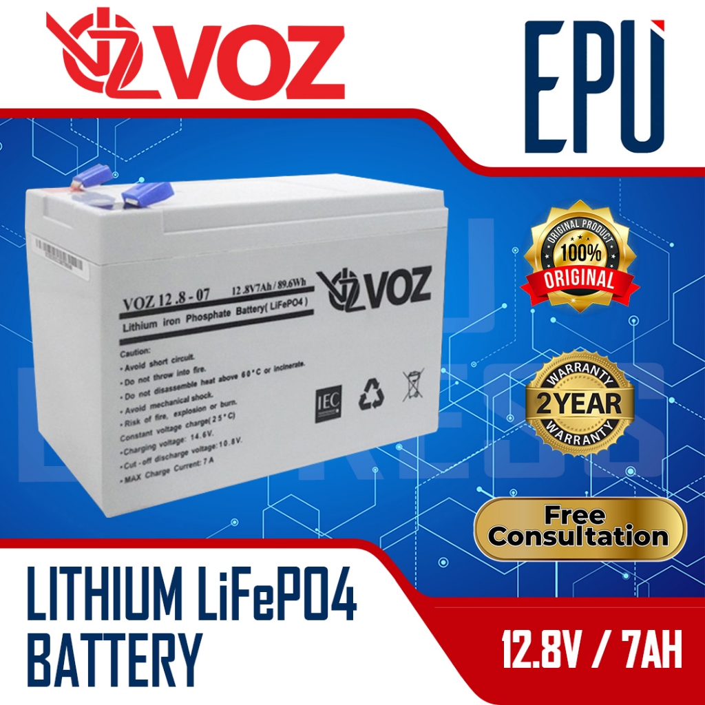 Aki Lithium Voz LiFePO4 Battery 12V 7AH Baterai Lithium Aki Litium