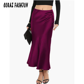 Rok Satin Silk Premium Maxi A Line Satin Skirt Rok Satin Duyung Size S XXXL 3XL Premium