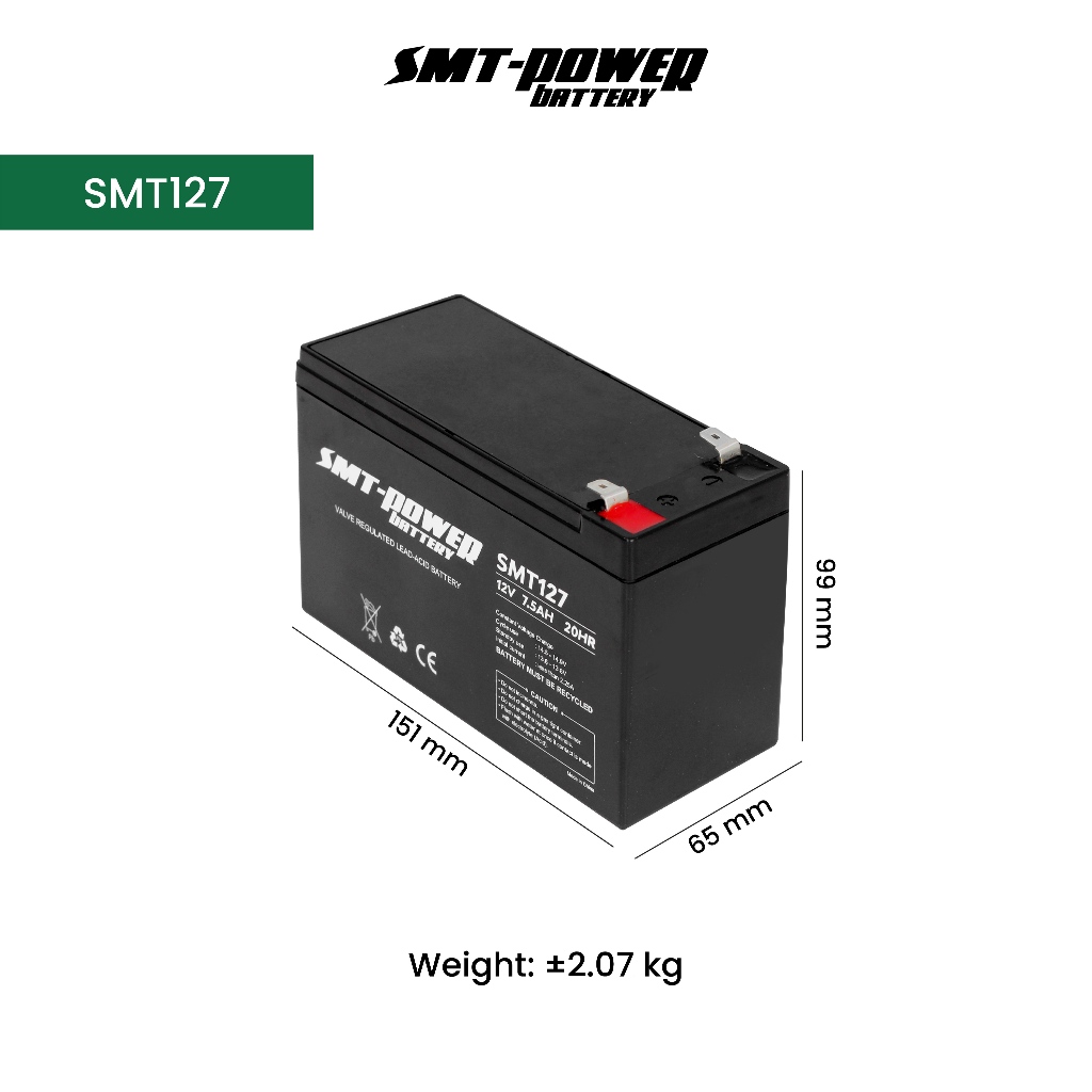 Aki UPS SMT Samoto 12v 7.5ah 7ah - Baterai UPS Aki Kering Battery UPS Batere UPS VRLA