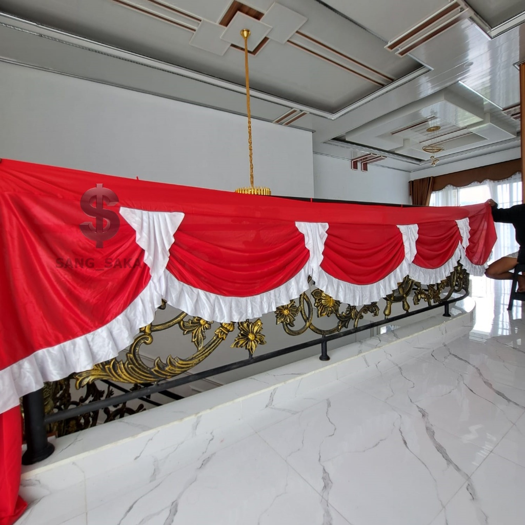 Jual BENDERA BACKGROUND RUMBAI MODEL PANGGUNG LIDAH 8 METER MERAH PUTIH ...