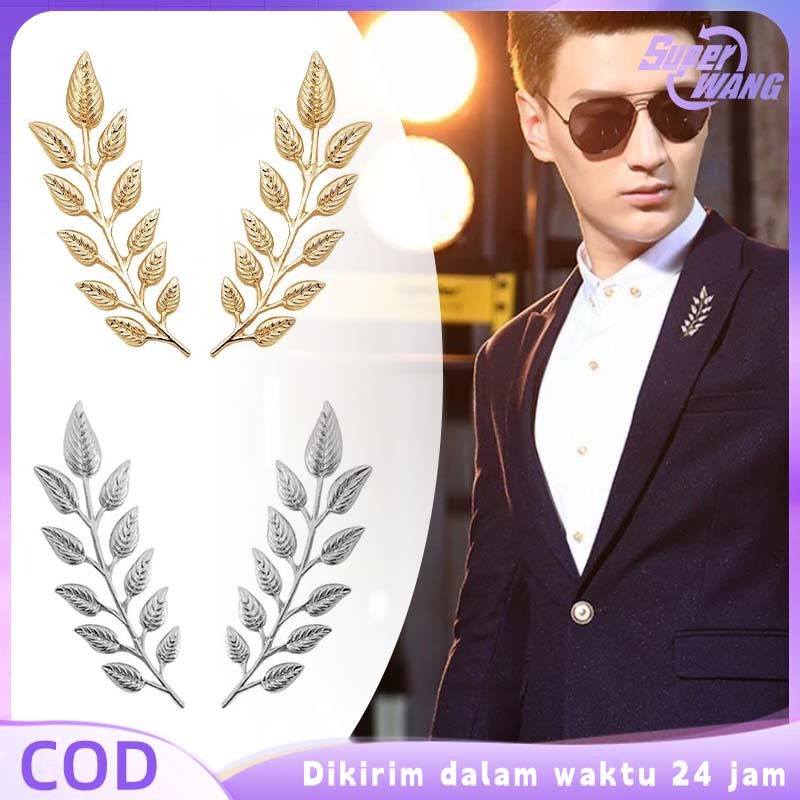 Jual 2pcs Pin Collar Pin Lapel Pin Bros Bentuk Daun Retro Bros Kerah ...