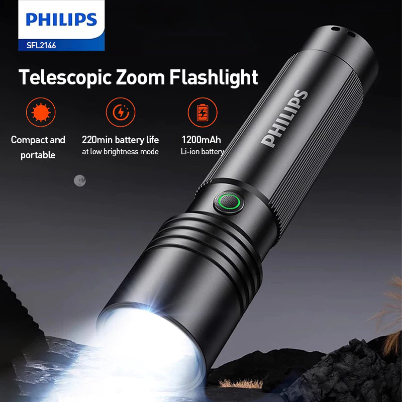 Jual Philips SFL2146 Senter LED Zoom In Zoom Out Flashlight ...