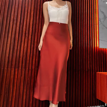 Luxxite_co BISA INSTANT SAMEDAY Rok Satin Wanita Rok Satin Panjang Rok Satin Flowy Anti Kusut