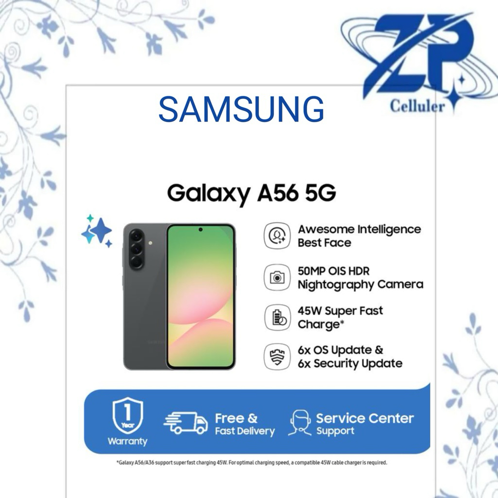 Samsung Galaxy A56 5G 8GB RAM dalam warna hitam