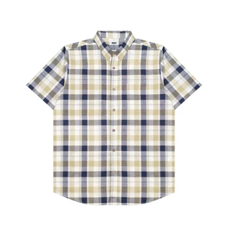 M231 Kemeja Pria Yarn Dyed Kotak Pendek Kuning 0717