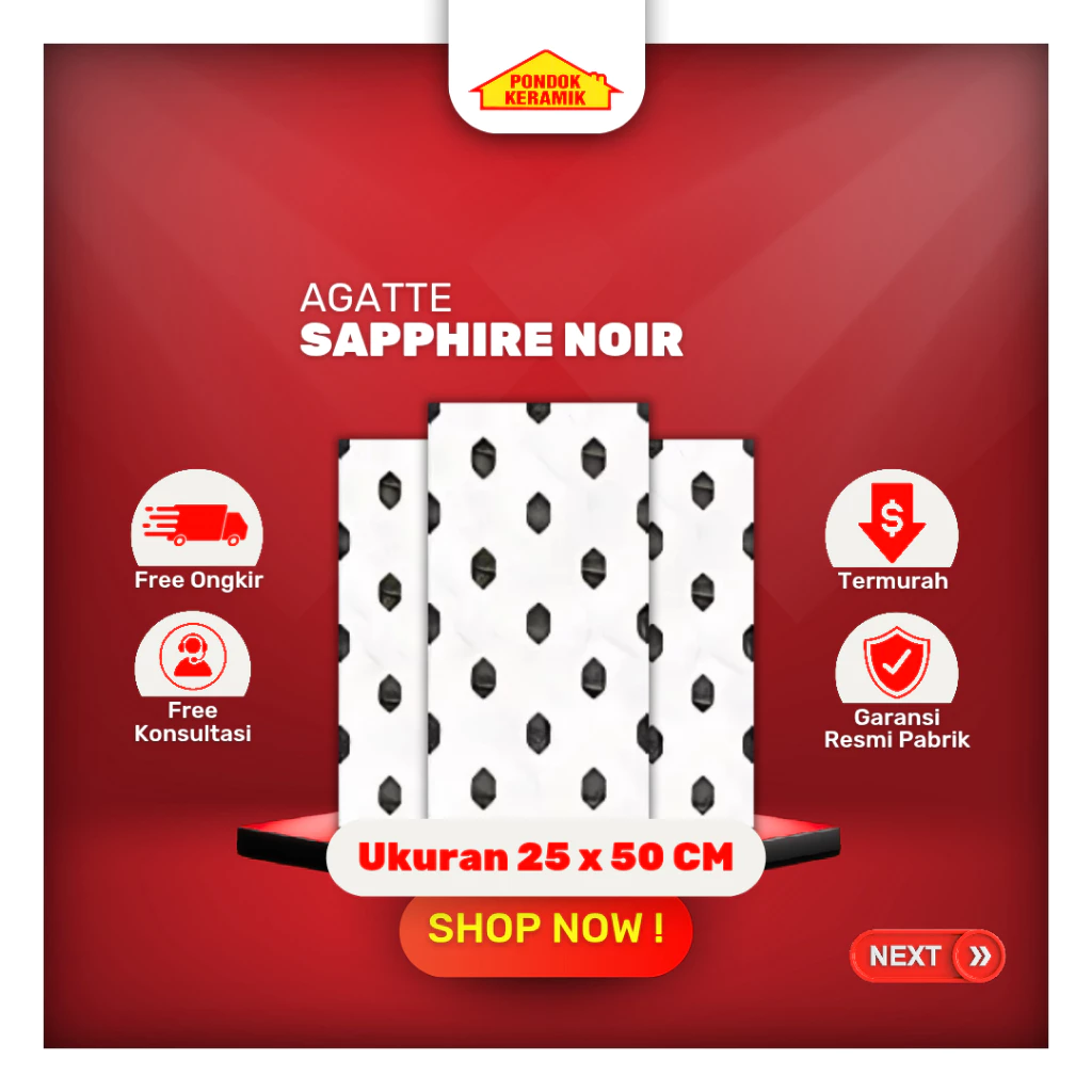 Keramik Dinding Agatte 25x50 Sapphire Noir Keramik Embossed