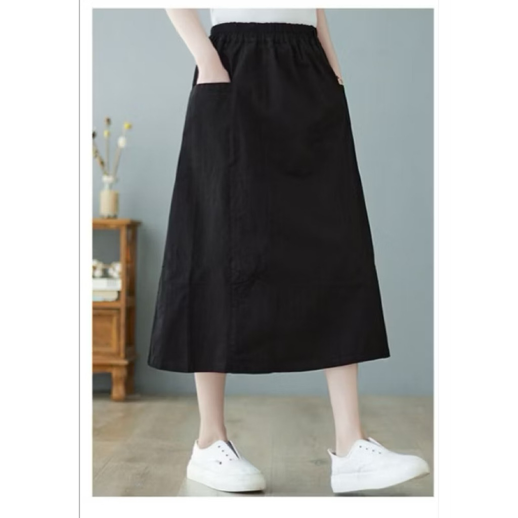 Jual rok polos 7/8 katun sigaret | rok wanita midi model korean style ...