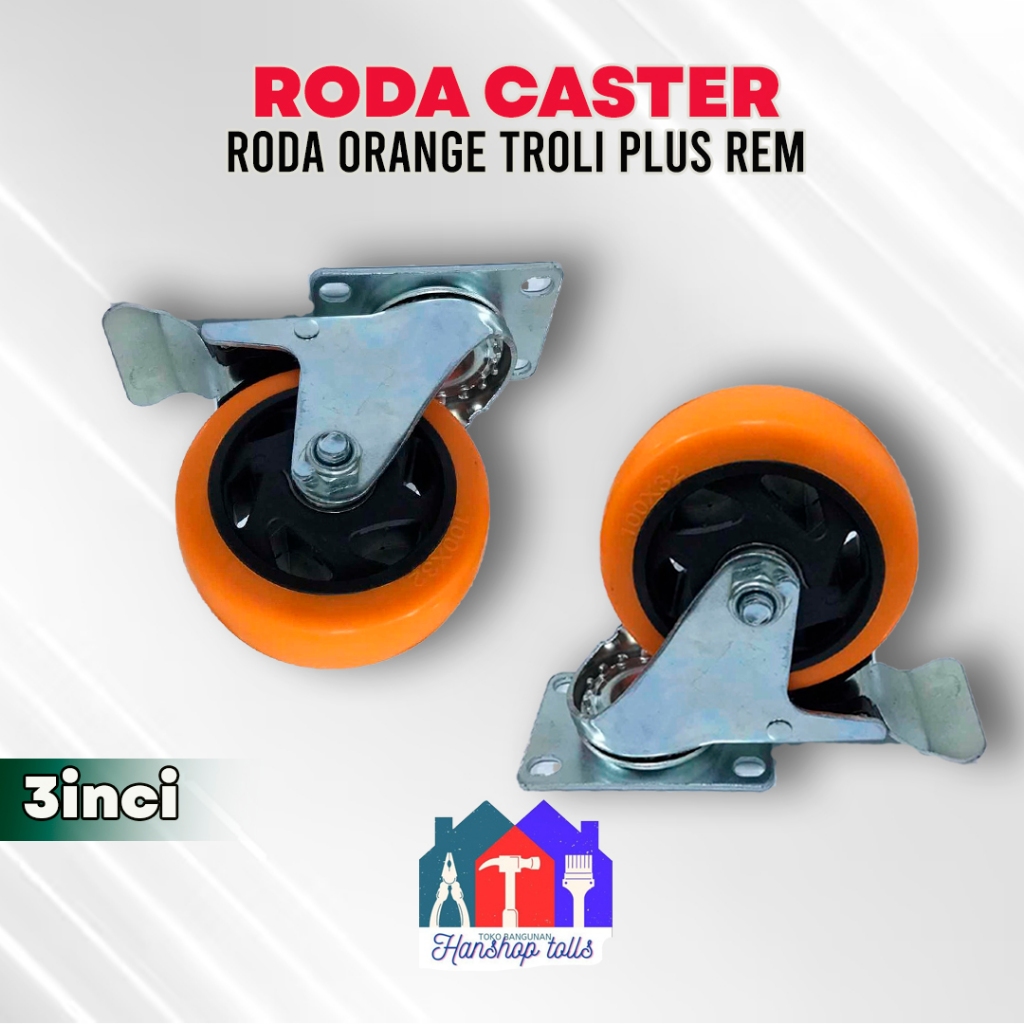 Jual Roda Orange Caster 3 Inch Plat Tebal Plus Rem | Shopee Indonesia