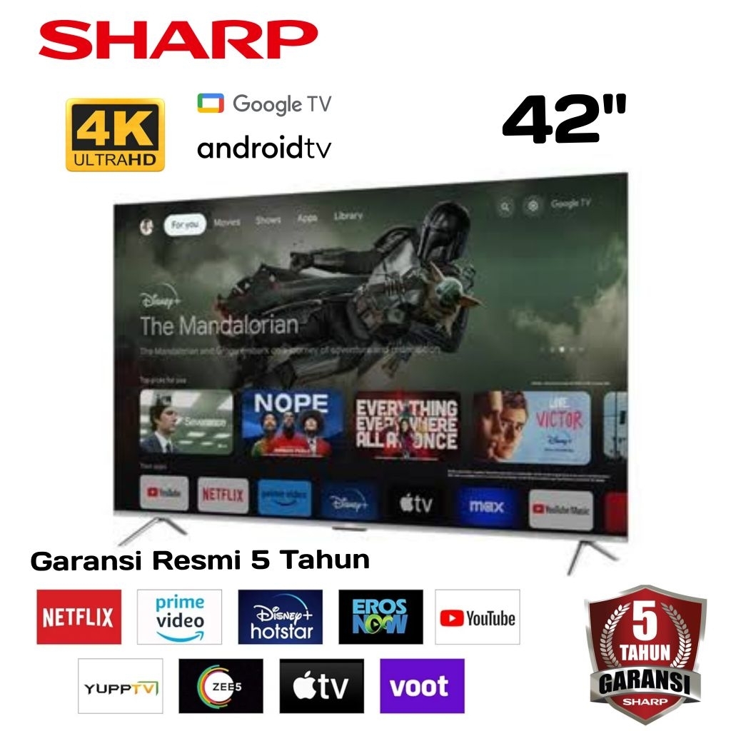 Jual GARANSI 5 TAHUN! SHARP 4K UHD GOOGLE TV 42 Inch - Dolby Digital ...