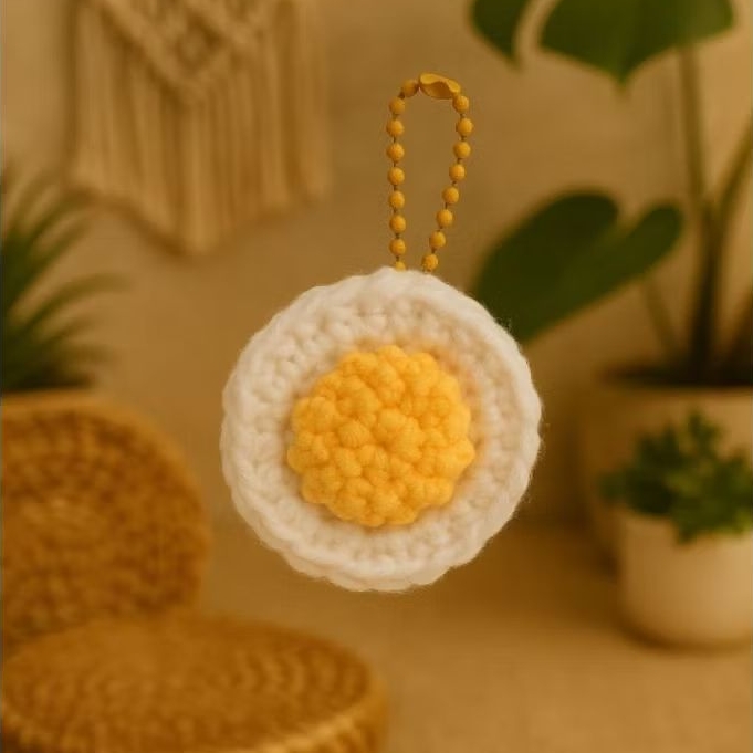 Jual Keychain Rajut - Telur Ceplok | Shopee Indonesia