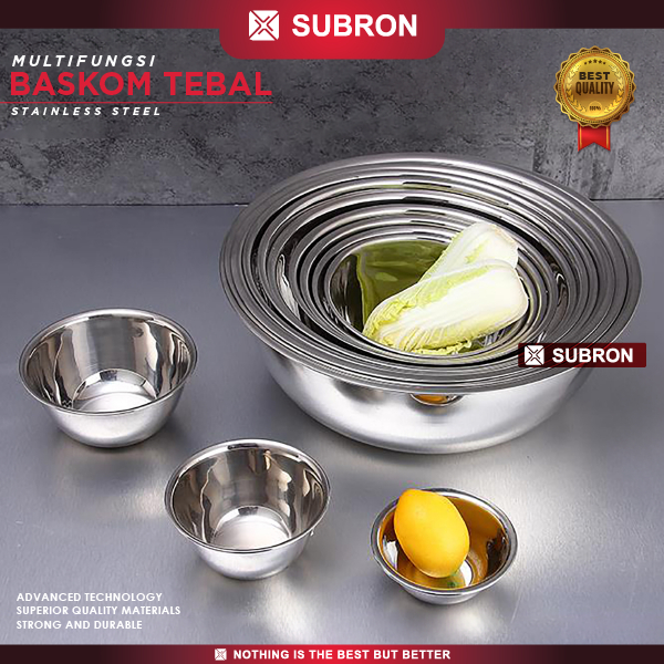 Jual SUBRON Baskom Tebal Tinggi Stainless 34cm/36cm/38cm/40cm Wadah ...