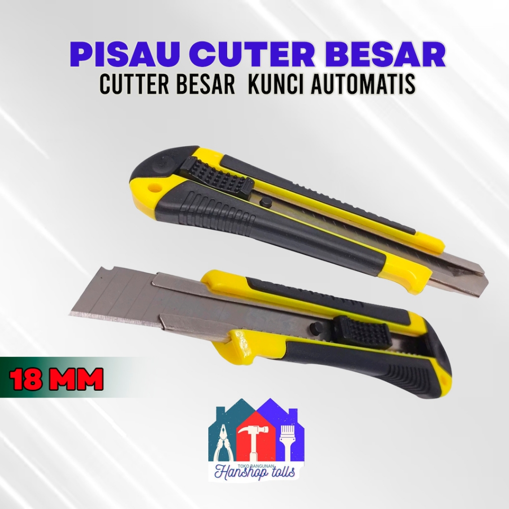 Jual Pisau Cutter Besar Knife 18 mm Kunci Otomatis | Shopee Indonesia