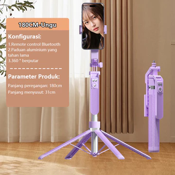 Tech Tongsis Tripod Bluetooth 180CM Paduan Aluminium Selfie Stick 4 Leg Stand Remote Tripod HP