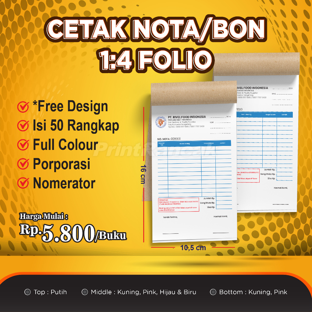 Jual PRINT CETAK NOTA CUSTOM DESAIN A6 | 1/4 FOLIO | Shopee Indonesia