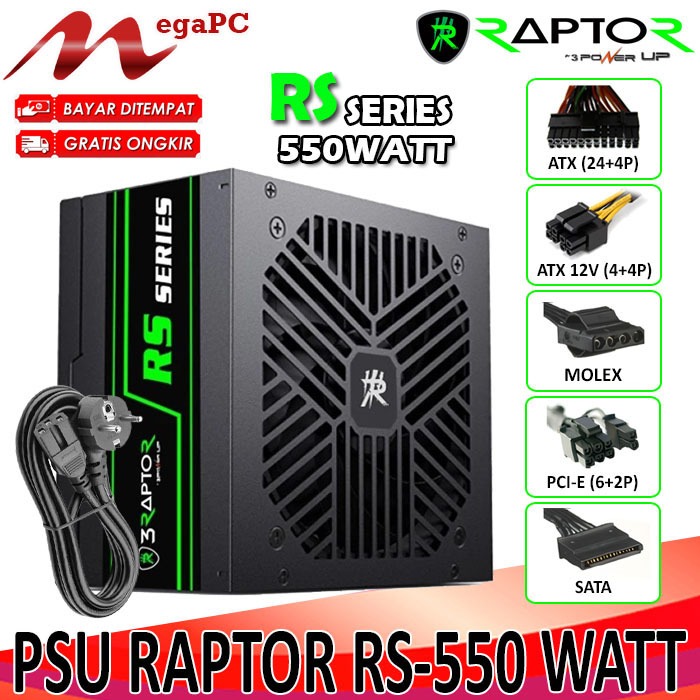 Jual Power Supply PSU RAPTOR RS - 550 Watt ATX DC | Non-Modular ...