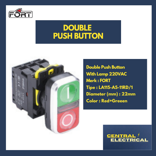 Jual FORT Double Push Button with Lamp 220VAC merk FORT tipe LA115-A5 ...