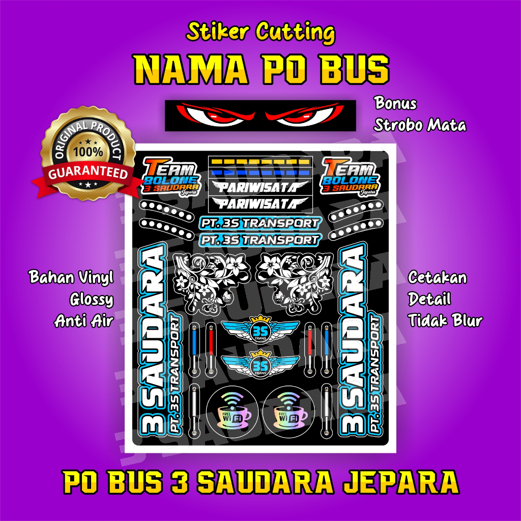 Jual PO BUS 3 SAUDARA JEPARA Miniatur Bus RKC_Stiker Cutting | Shopee ...