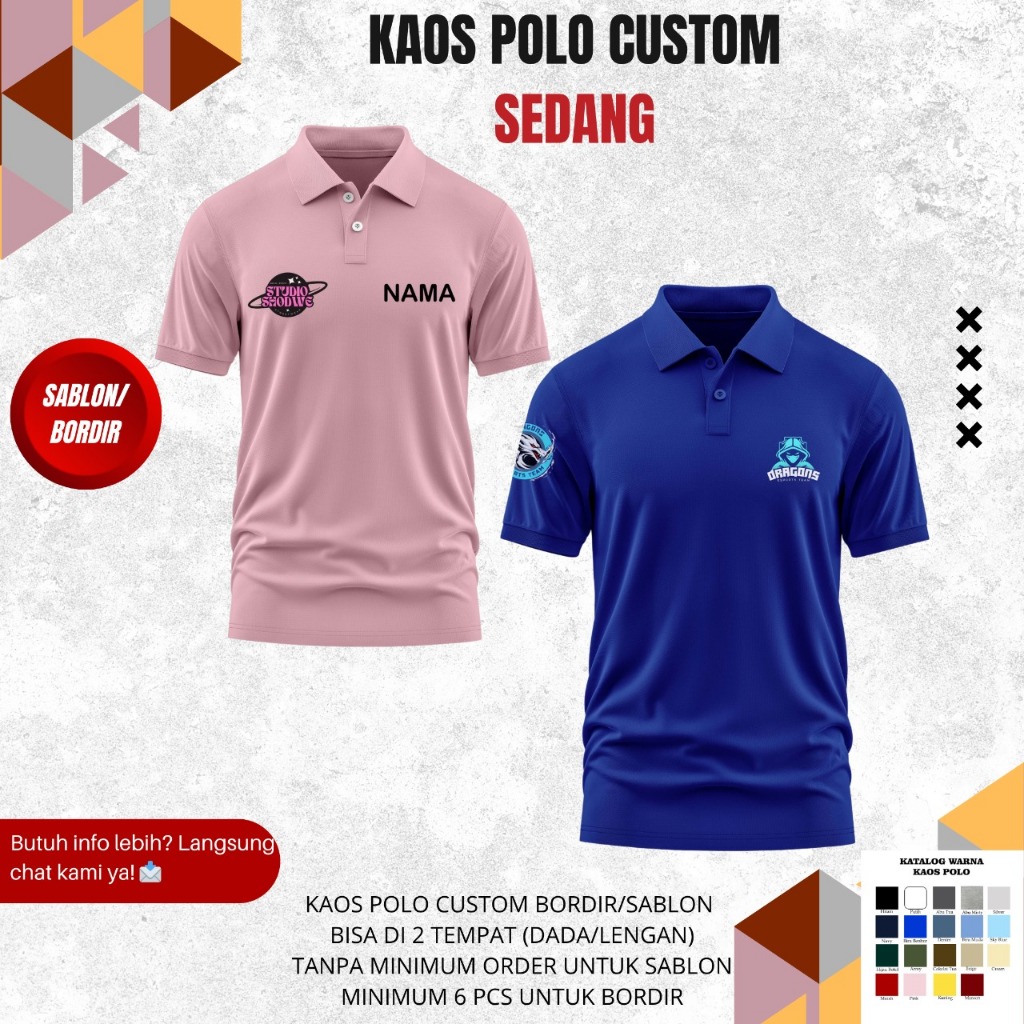 Jual Custom Kaos Polo Lengan Pendek Satuan 1 Hari Jadi - Tanpa Minimum ...