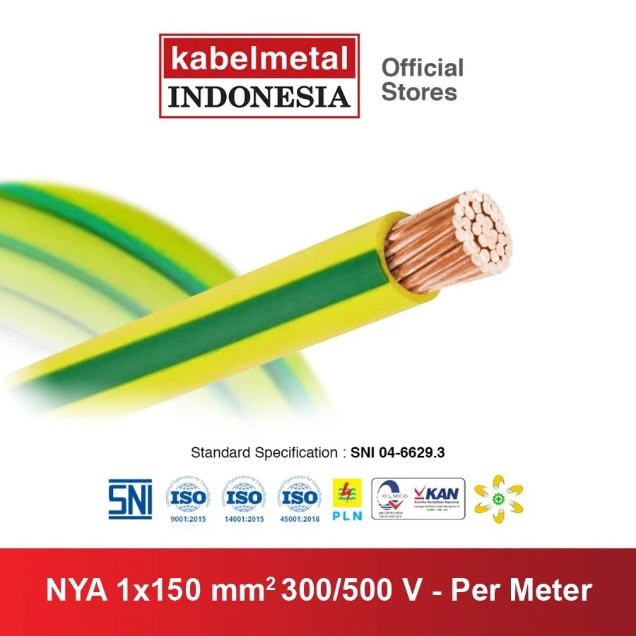 Jual Kabel NYA 150 mm Kuning Hijau Per Meter kabelmetal INDONESIA ...