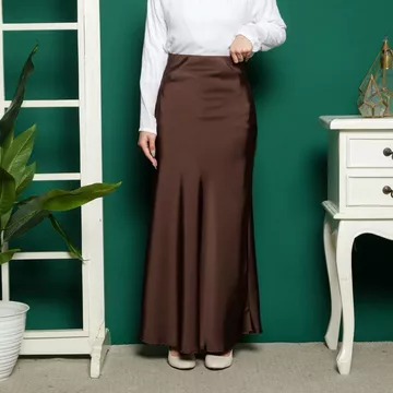 Rok Satin A Line Rok Satin Reine V2 90CM 100CM Satin Long Skirt Rok Satin Panjang S Sampai 3XL