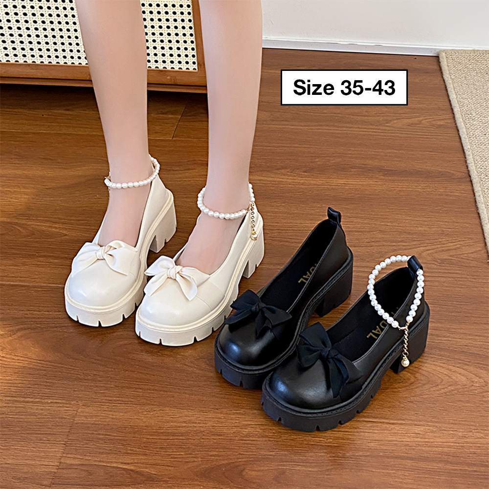 Jual FINDAL Sepatu Wanita Platform Hak Tinggi 6cm Mary Jane Warna Cream ...