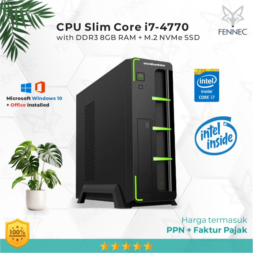 Jual CPU PC Slim Intel Core i7 Gen-4 RAM 8GB SSD Rakitan Office ...