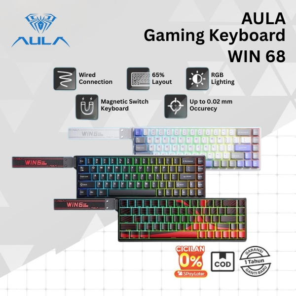Jual Keyboard Gaming Mechanical Magnetic Switch 65% Layout AULA WIN 68 ...