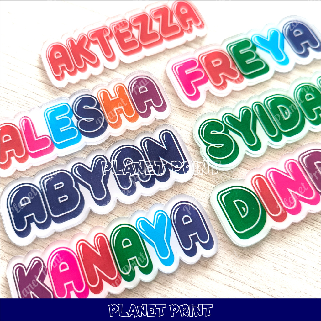 Jual BEST SELLER !!! BROS PIN Nama Name Tag Akrilik Papan Nama Warna ...