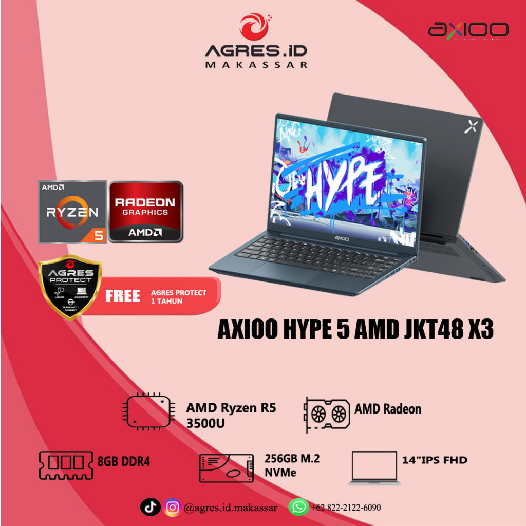 Jual AXIOO HYPE 5 AMD JKT48 X3 RYZEN 5 3500 8GB 256GB WIN11 14