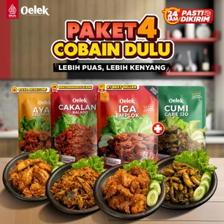 Oelek Paket Cobain Dulu 4 Lauk 100 gram Lebih Hemat / Iga Emplok / Cakalang Balado / Cumi Cabe Ijo / Ayam Kecombrang / Lauk Siap Saji
