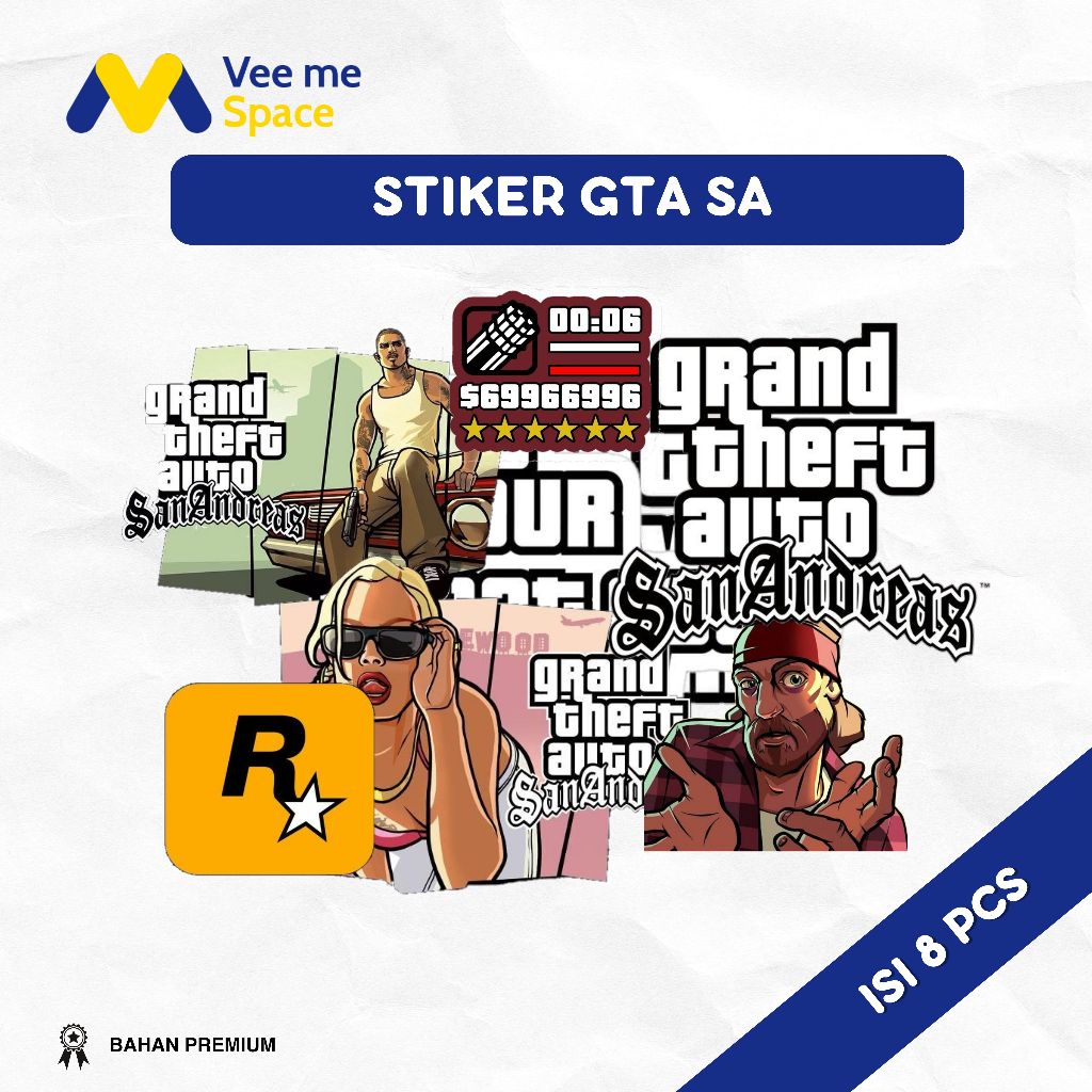 Jual [ISI 8 PCS] Stiker GTA | Stiker HELM GTA | Stiker GTA San Andreas ...