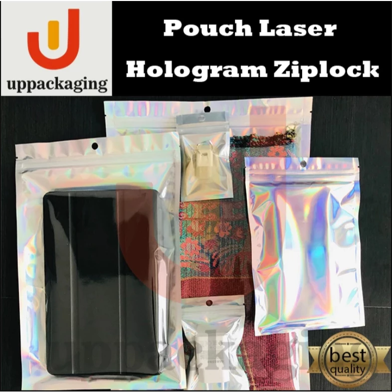 Kemasan Saset Pouch Laser Hologram Ukuran 6X10CM Ziplock Non Standing Termurah