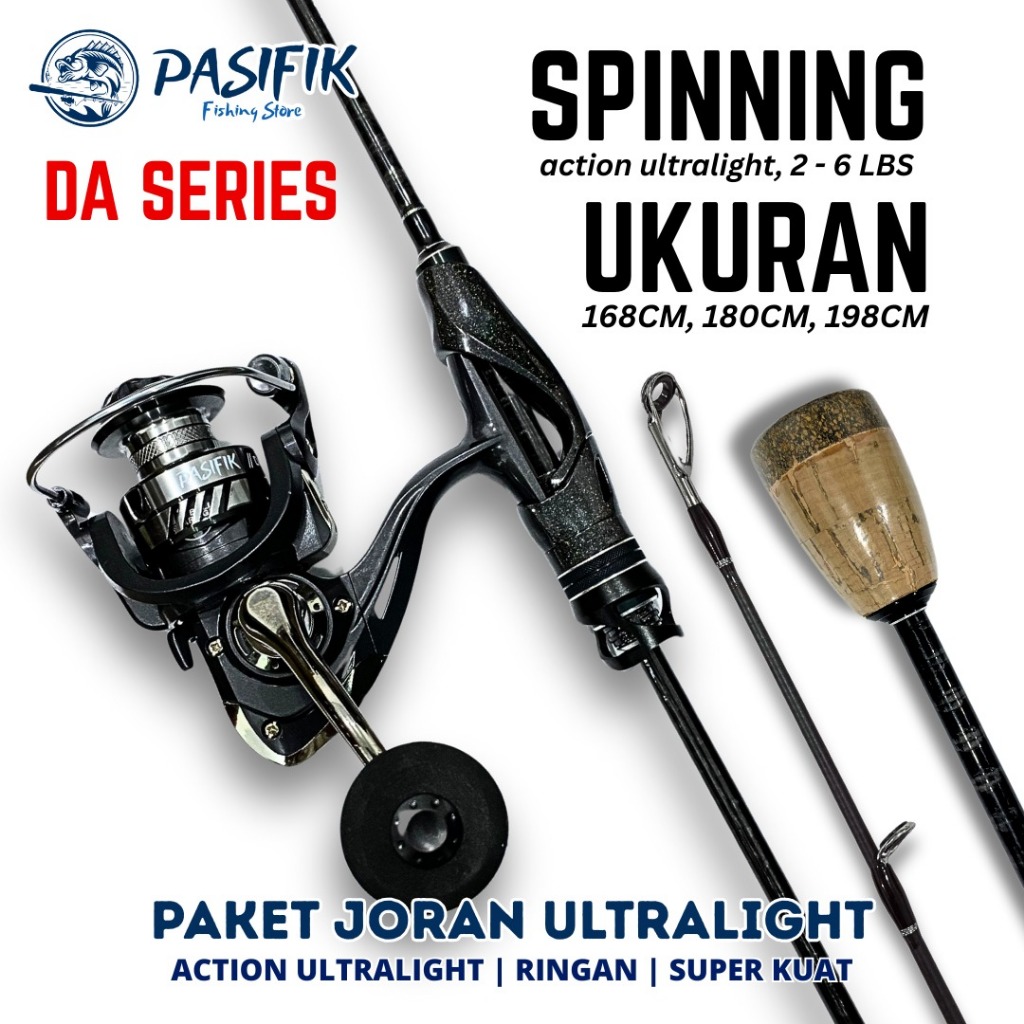 1 Set Paket Joran Pancing Spinning Rod Action Ultralight dengan Reel Spinning CNC Ringan dan Kuat