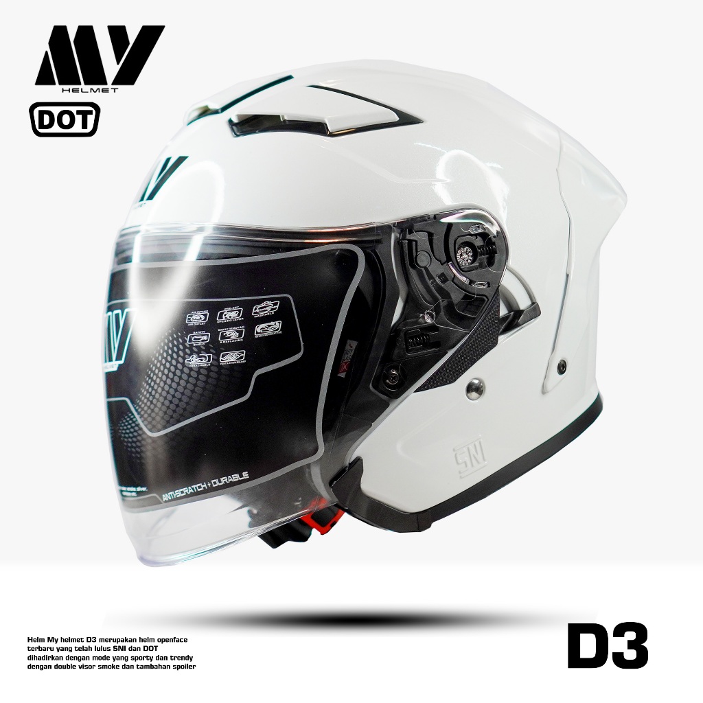 Jual Helm MY D3 D3V Double Visor Helm Half Face Intercom Ready